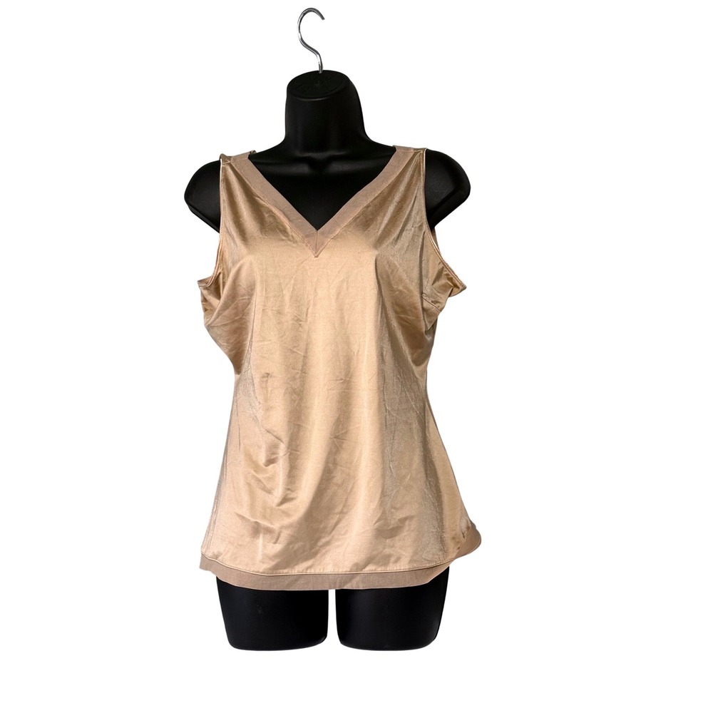 Spanx Slimplicity Champagne Gold Shimmer V-Neck Camisole Tank Top Womens 2X
